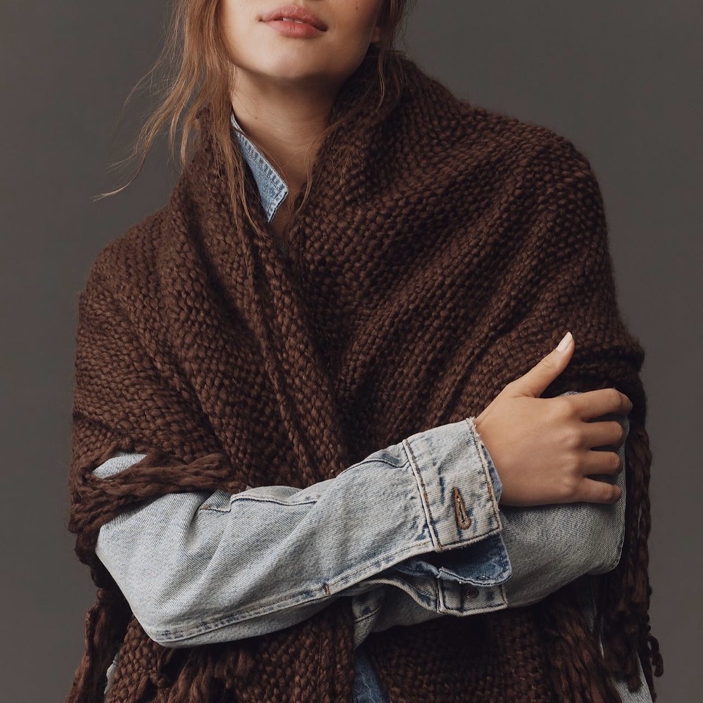 NWT. Anthropologie Brown Knit Wrap